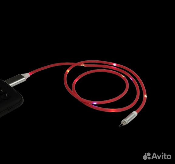 Кабель зарядки Type C цветомузыка