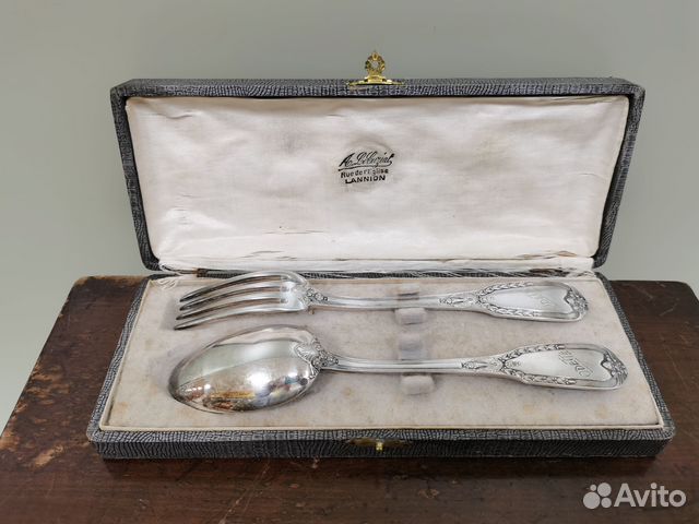 Набор эгоист ложка вилка серебро 19 век Франция
