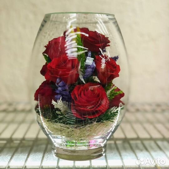 Натуральные цветы в стекле (в вакууме)