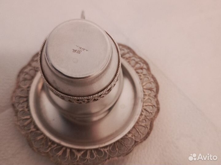 Кофейная чашка. С блюдцем. Мельхиор