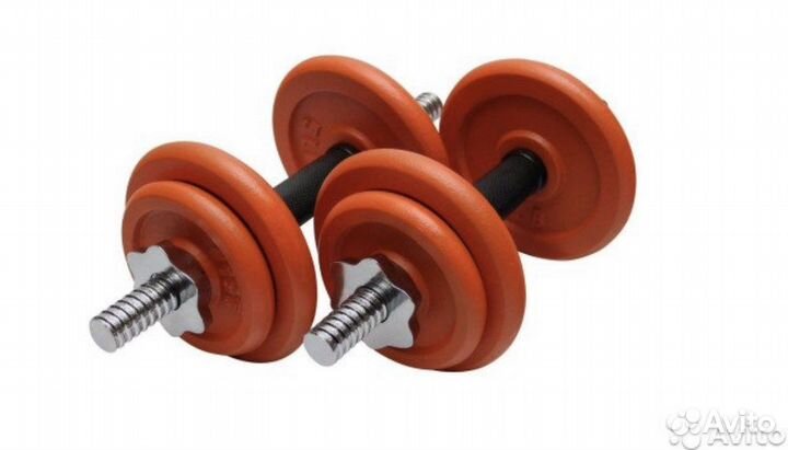 Набор гантелей 18 кг, гантель в кейсе, диски метал