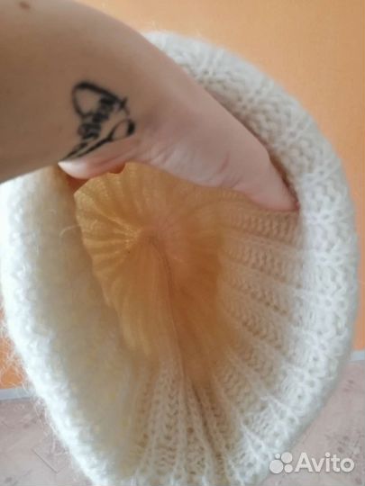 Шапка бини ангора+шерсть