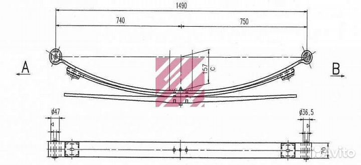 Рессора задняя Mercedes Sprinter 3-х листовая 4.6т