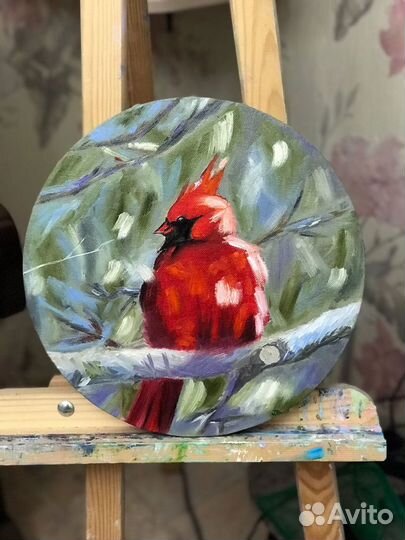 Картина маслом «птичка»