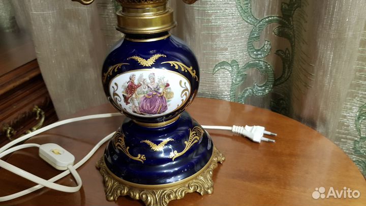 Настольная лампа, кобальт. Барокко