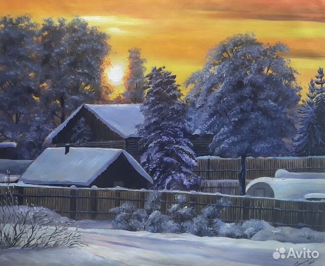 Зимний пейзаж Картина маслом