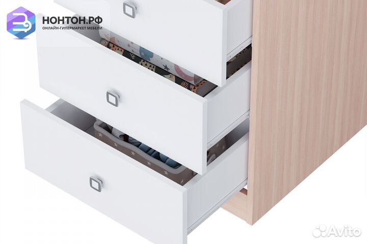 Стеллаж с ящиками Polini kids Simple дуб пастельны