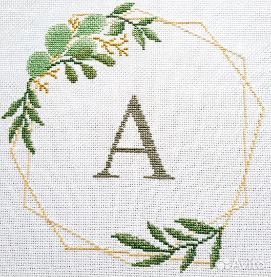 Набор для вышивания монограмма эвкалипт Аида 14cnt