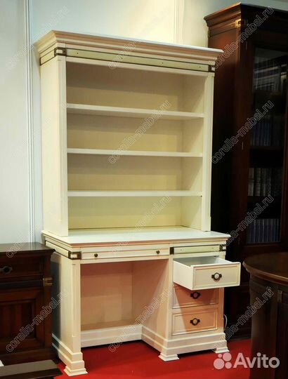 Компьютерный стол со шкафом белый из массива