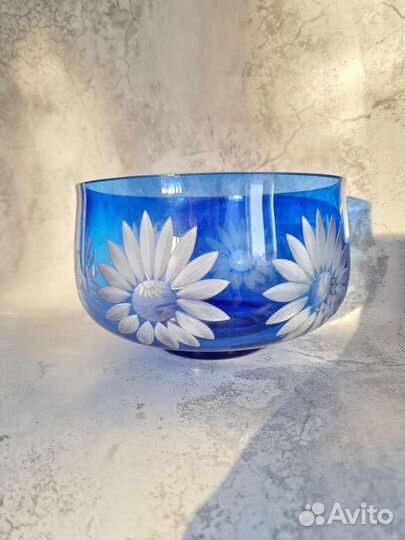 Ваза конфетница цветное стекло СССР