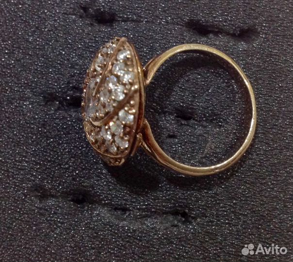 Кольцо с фианитами позолоченное серебро 925 проба