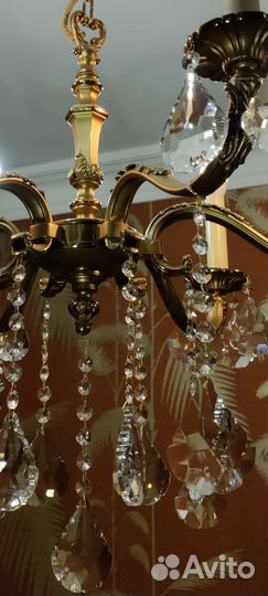 Люстра хрустальная старинная бронзовая