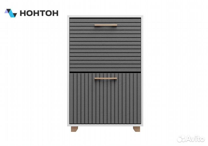 Обувница Копенгаген с 2-мя ящиками белая / серый графит