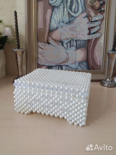 Шкатулка из бусин с подкладом