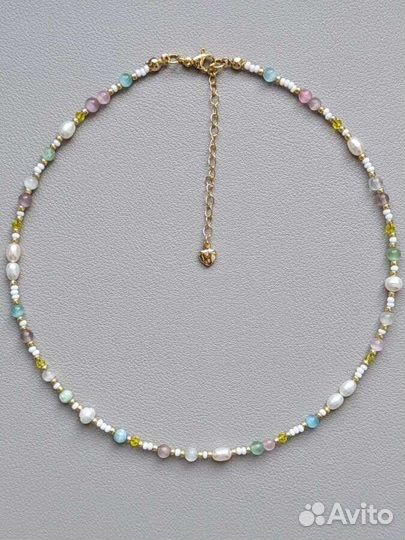 Колье чокер из натуральных камней