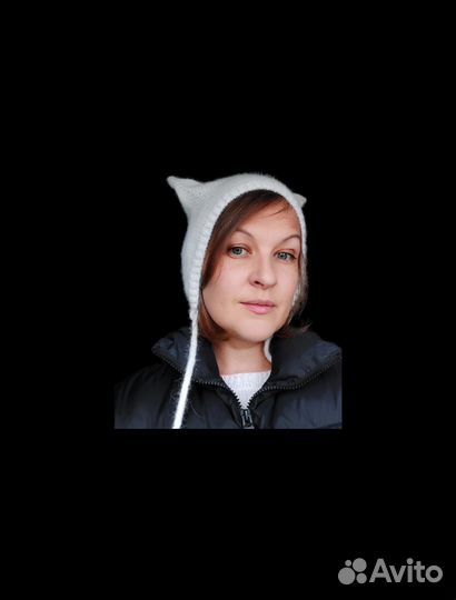 Вязаный Чепчик kitty женский 54-56р-р