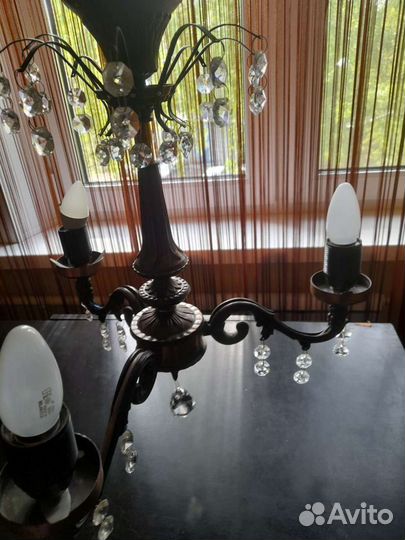Люстра латунь винтаж хрустальные подвес.ссср