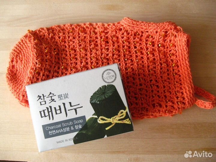 Массажёр для бани ручной вязки. Лён, дерево