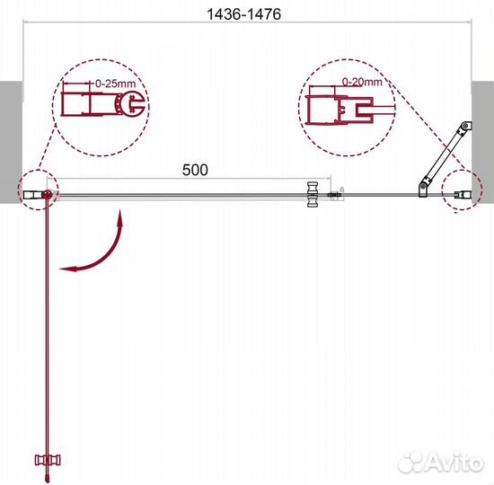 Душевая дверь BelBagno Etna B-11-90+60-C-Cr