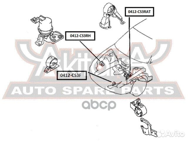 Подушка двигателя правая 0412CS3RH asva