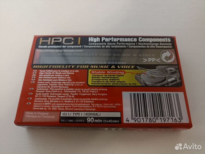 Кассета запечатанная Sony c-90hfc hf 90 iec/type 1