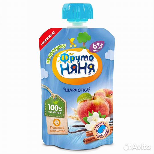 Пюре из яблок с печеньем шарлотка 90г фрутоняня 9