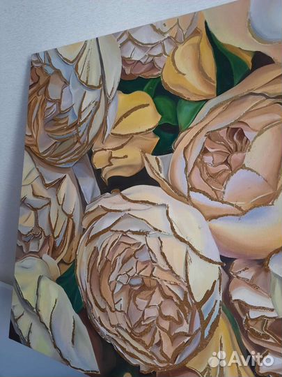 Картина маслом на холсте с поталью 80*60см