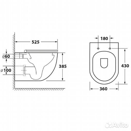 Унитаз подвесной OWL 1975 Wave Cirkel-H towlt19080