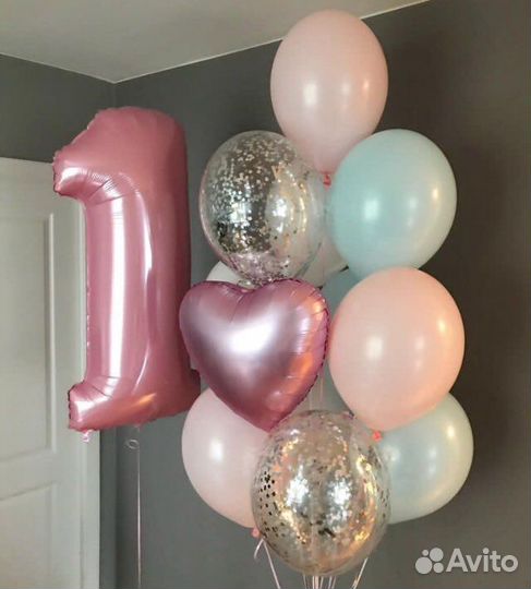 Фольгированные цифры и фонтаны из шаров