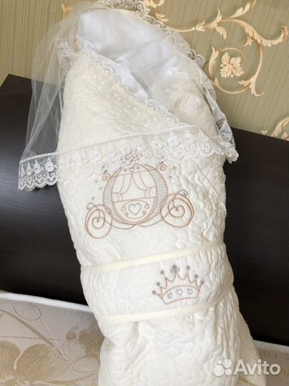 Детское одеяло на выписку, шапочка в подарок