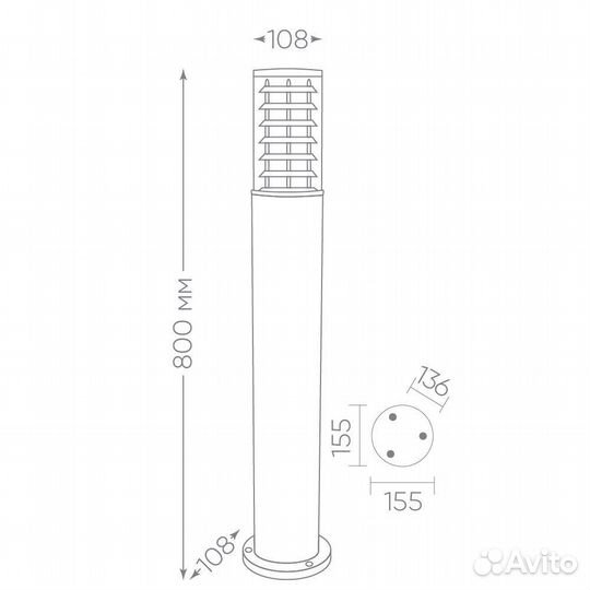 Светильник уличный столб Feron DH0805 06302