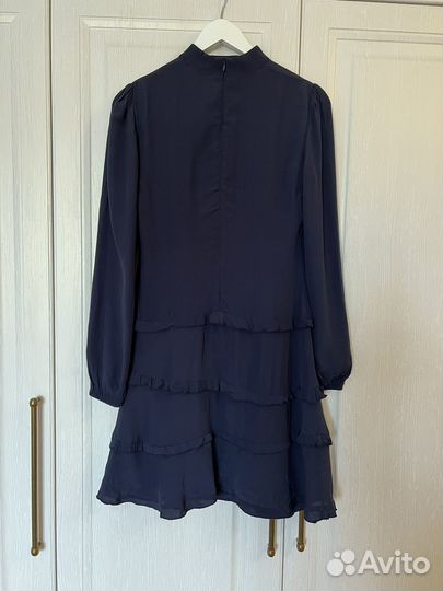 Платье длинный рукав синее 44S