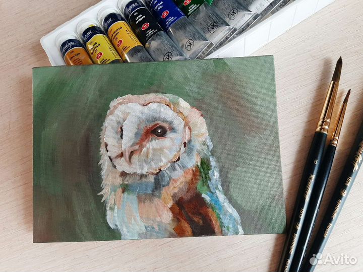 Картина маслом на холсте (сова)