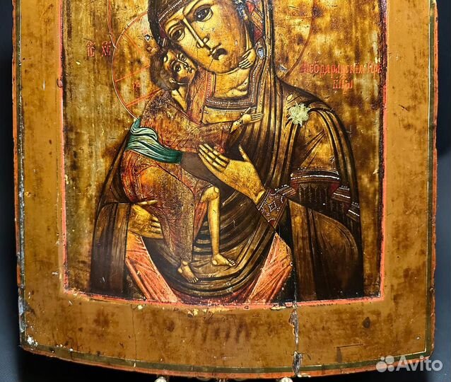 Старинная икона Феодоровская Божья Матерь XIX в