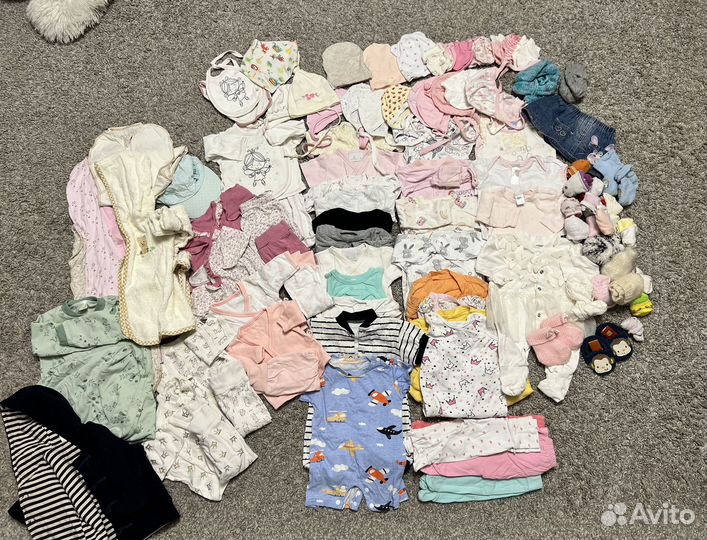 Большой пакет одежды для девочки от 0 до 12 мес