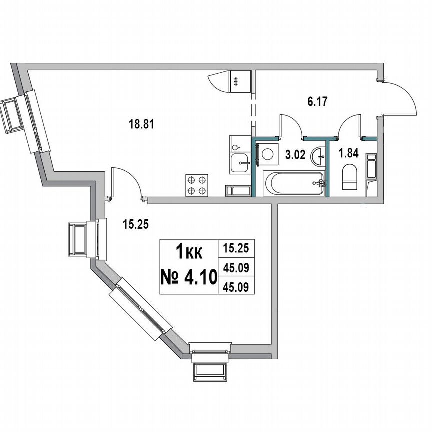 1-к. квартира, 37,4 м², 4/7 эт.