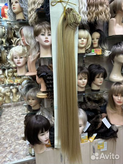 Волосы на заколках, пряди, трессы, термоволокно