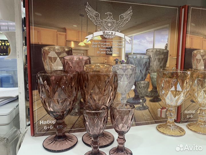 Наборы бокалов с рюмками 6+6 из Стекла