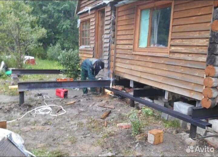 Подъем реконструкция дома Замена венцов пола