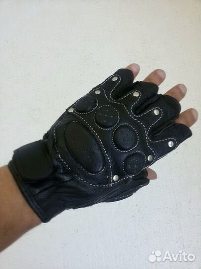 Мужские кожаные перчатки для вождения с заклёпками
