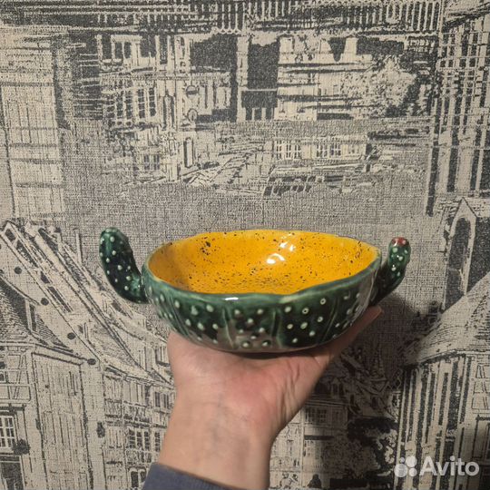 Миска кактус ручной работы из глины