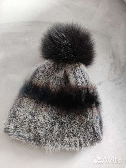 Шапка норковая вязаная