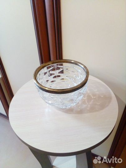 Салатница СССР, хрусталь + мельхиор