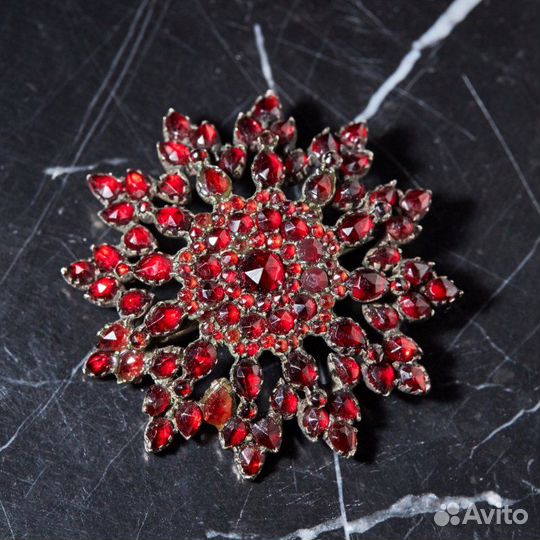 Брошь с камнями 12-конечная звезда No.885