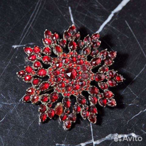 Брошь с камнями 12-конечная звезда No.885