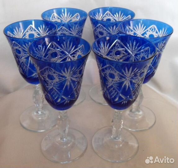 Салатницы, фруктовницы синее стекло с позолотой