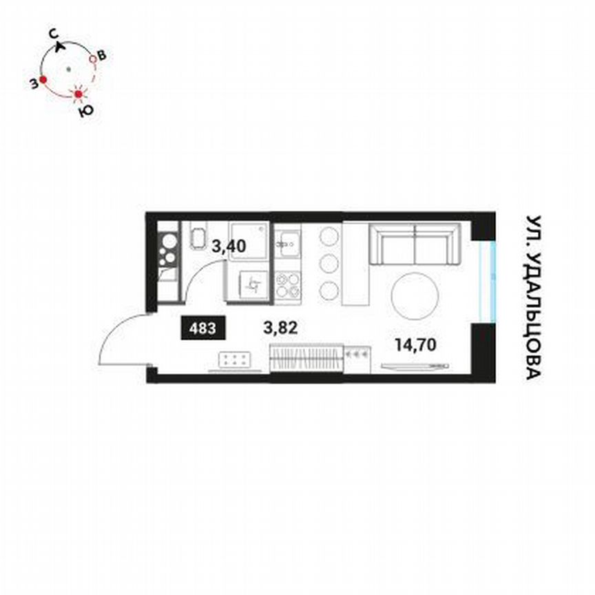 Квартира-студия, 22,5 м², 15/28 эт.