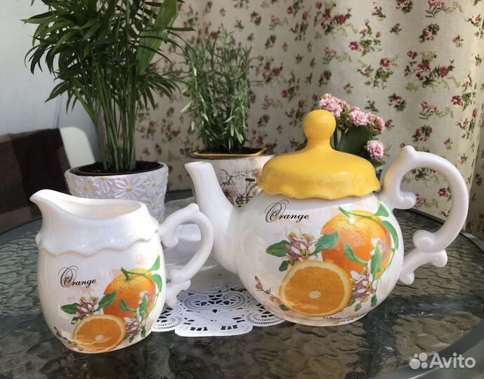 Чайный набор: заварник и молочник «Апельсины»
