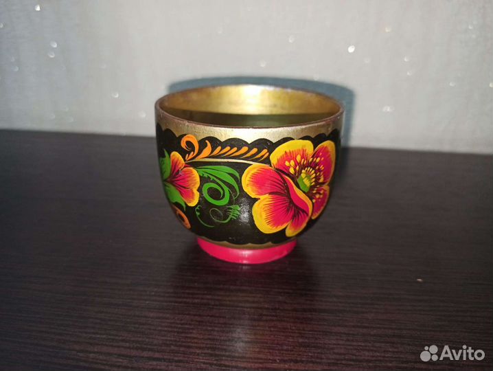 Солонка,перечница СССР, расписные,деревянные рюмки