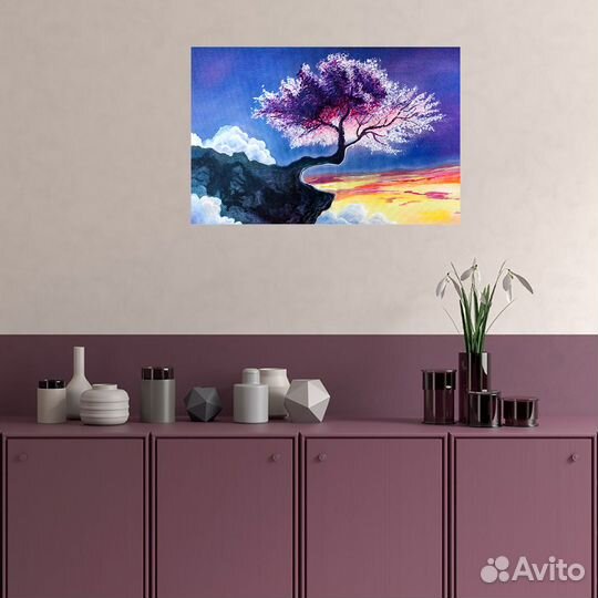 Картина маслом цветущее дерево Сакура